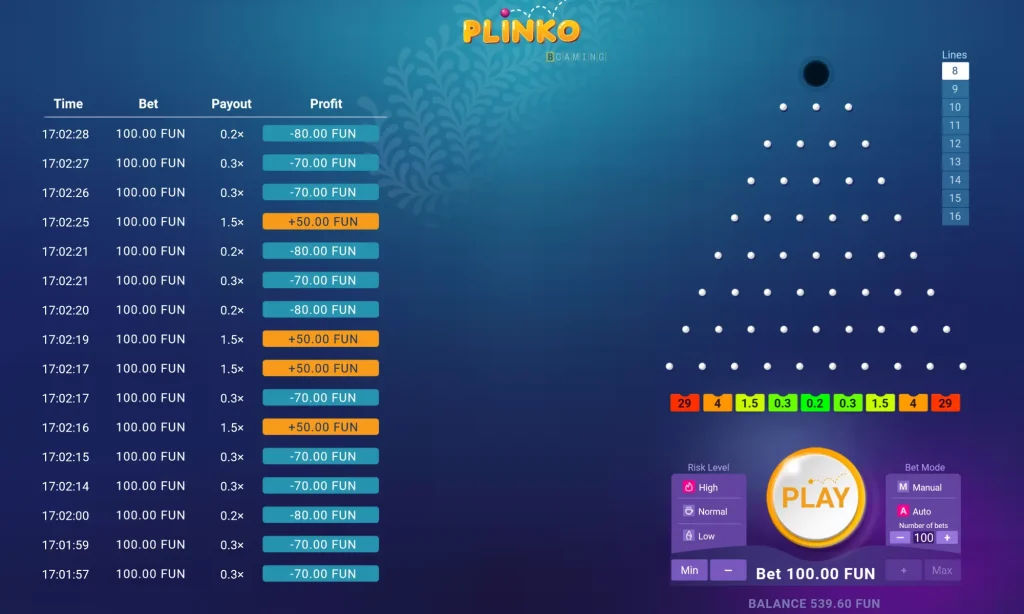 
Gioco Plinko
