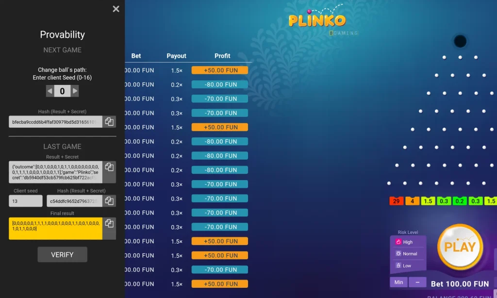 Gioco del Casinò Plinko